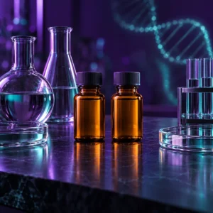 Paired research vials in a laboratory setting for sexual health peptide research